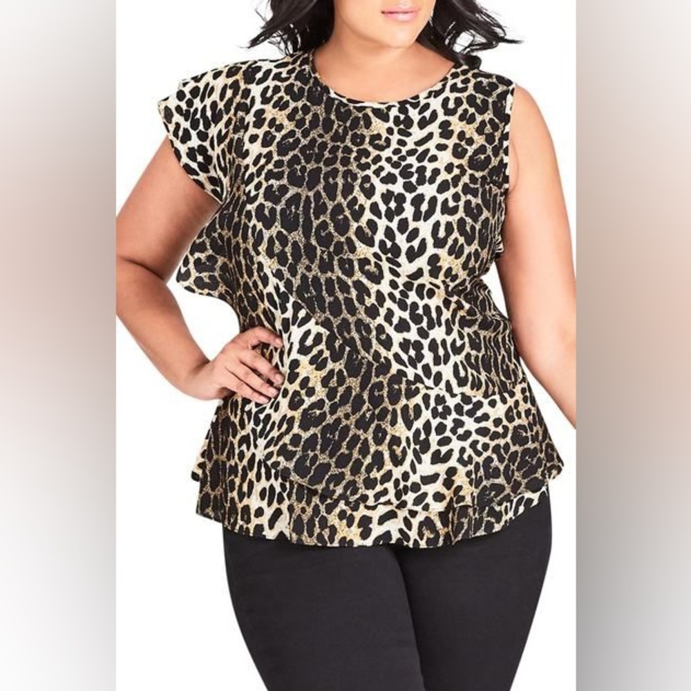 City Chic Leopard Print Blouse